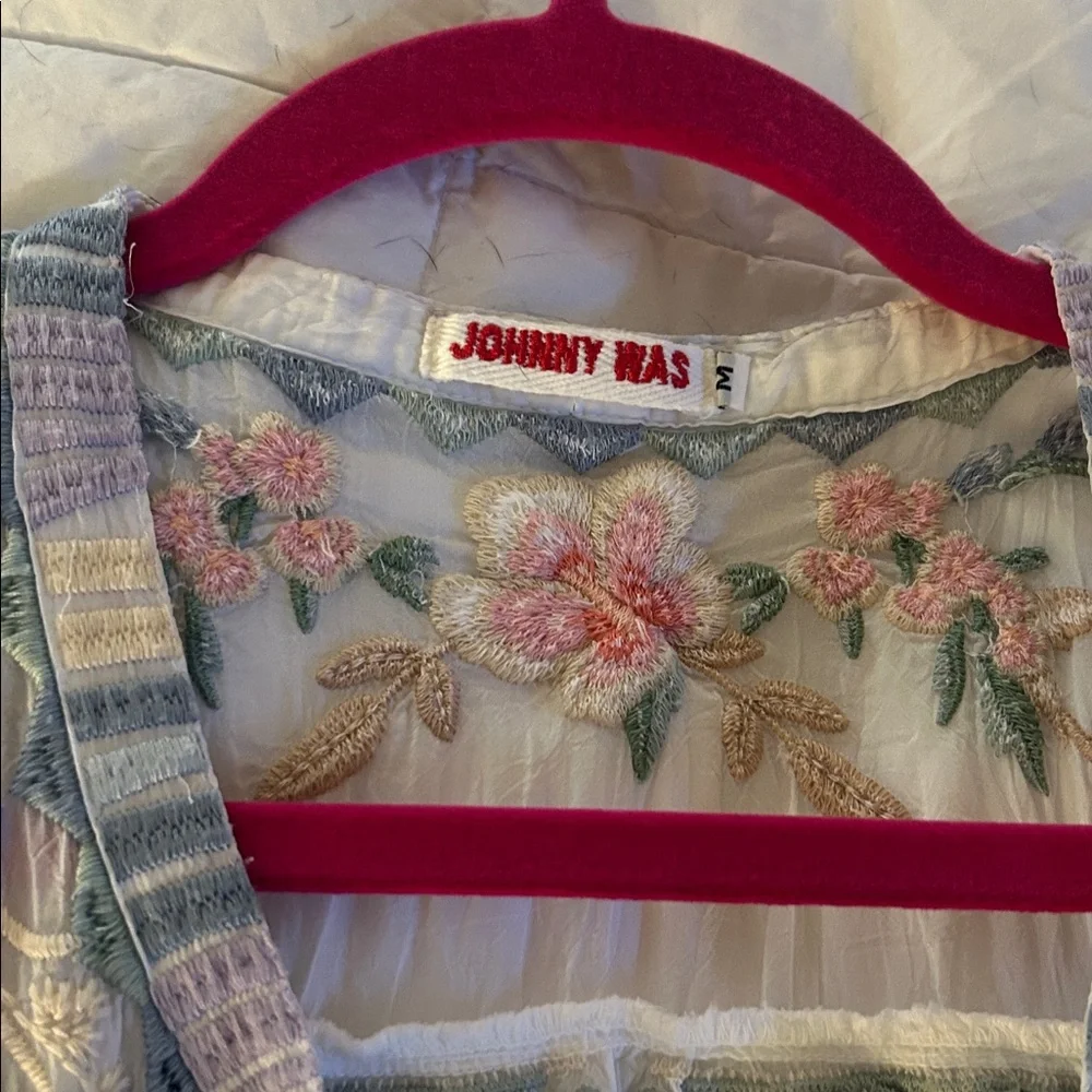 Johnny Was White and Gray Embroidered Boho Blouse (Pair) - Picture 6 of 10
